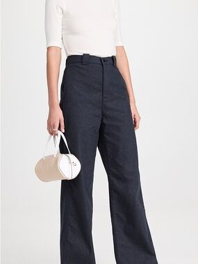 Ag Adriano Goldschmied Navy Wide-Leg High-Rise Trousers